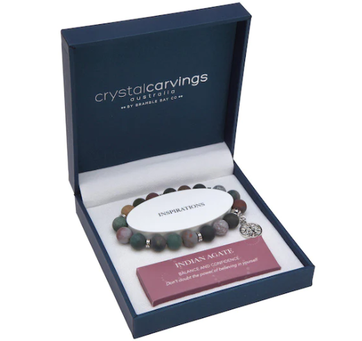 Indian Agate Tree of Life Inspiration Boxed Charm Bracelet