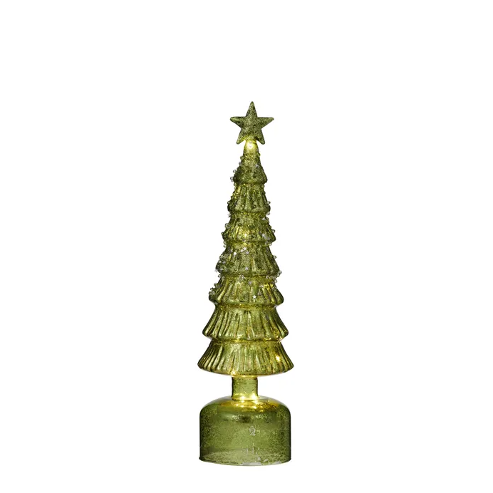 Green Glass LED Christmas Tree