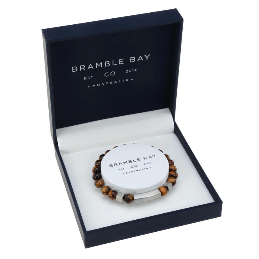 Bramble Bay Mens Bracelet Vogue Tigers Eye Steel