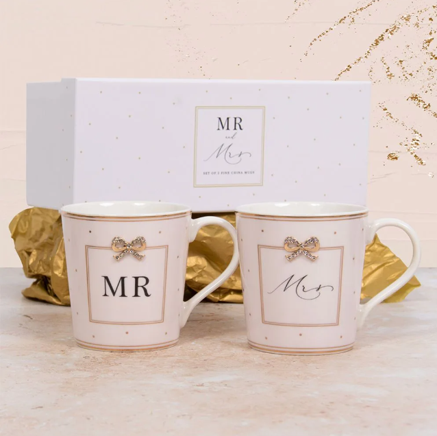 Jewelled Mr & Mrs Mugs Set