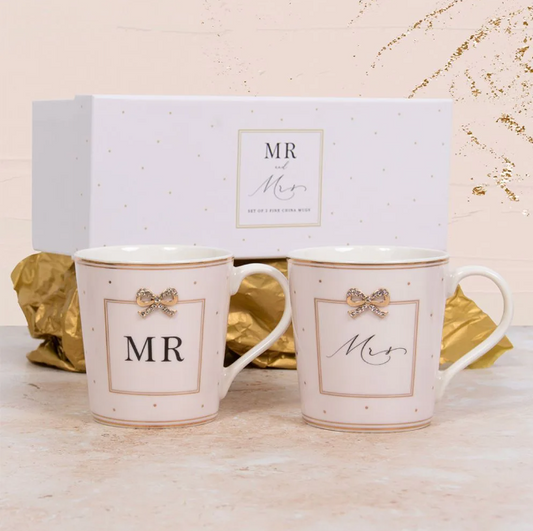 Jewelled Mr & Mrs Mugs Set