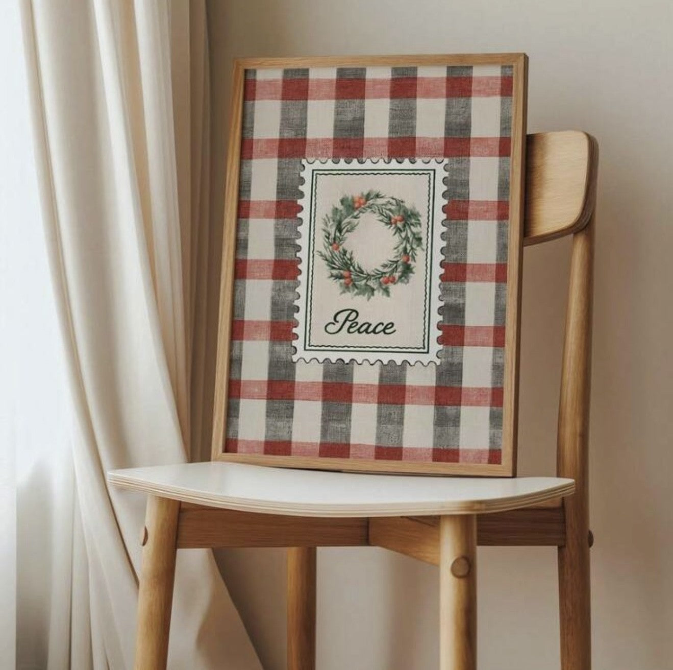 Wreath & Red Plaid Wall Art
