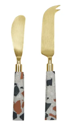 Plettet set of 2 Terrazzo Cheese Knives