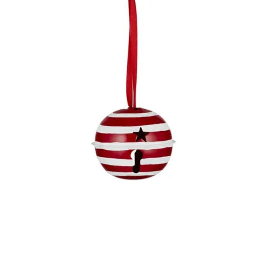 Red & White Candy Stripe Bell Hanger - 19x8cm