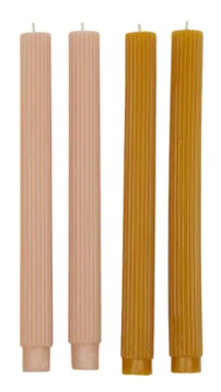 Ribbed set of 4 Candles - Light tone