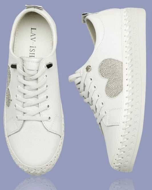 Love Heart Sneaker - Silver Size 37