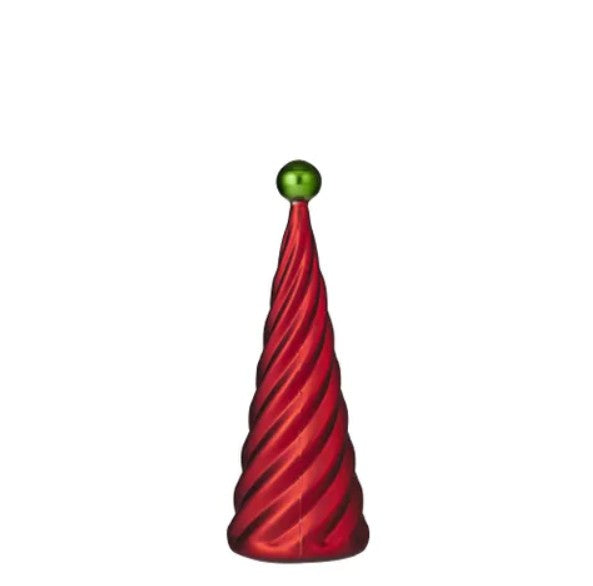 Swirling Glass Christmas Tree - 33cm - Red