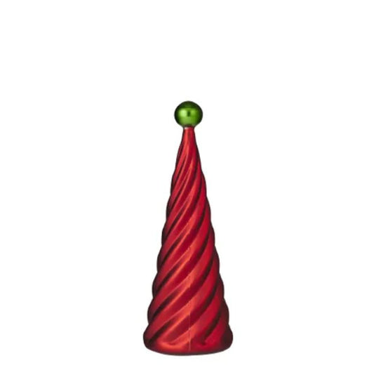 Swirling Glass Christmas Tree - 33cm - Red