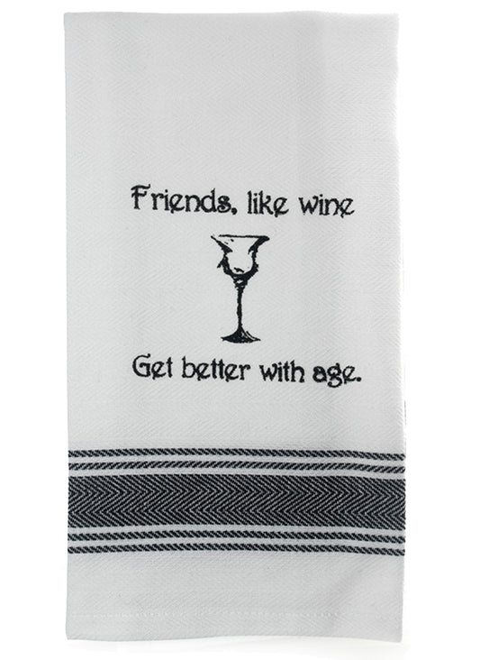 Tea Towel "Wine Friends" Saying