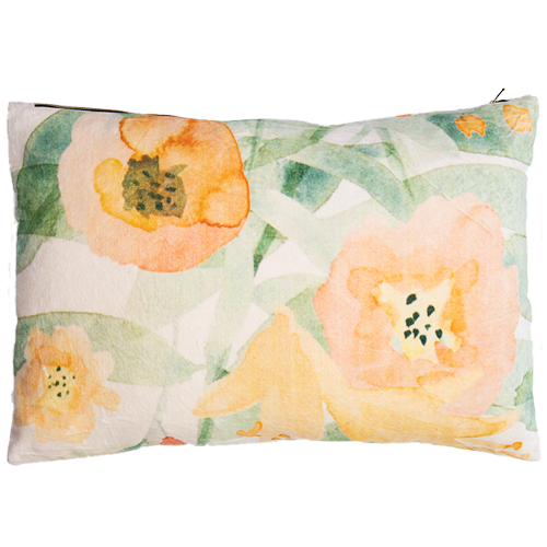 DWBH - Yellow Poppies Velvet Cushion Rectangle