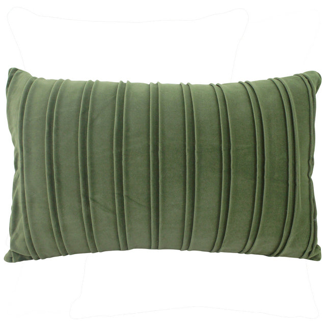 Pleated Velvet Cushion Olive 30X50