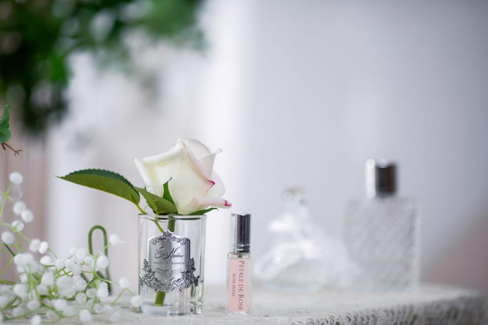 Cote Noire Rose Bud "Pink Blush" Clear/Silver