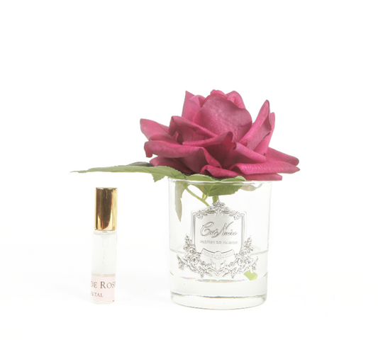 Cote Noire Single Rose "Carmine Red" Clear/Silver