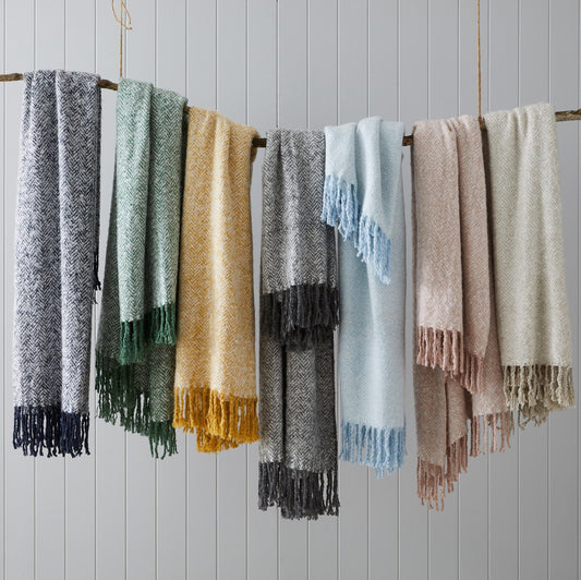 Pilbeam Living Herringbone Throw - Sage